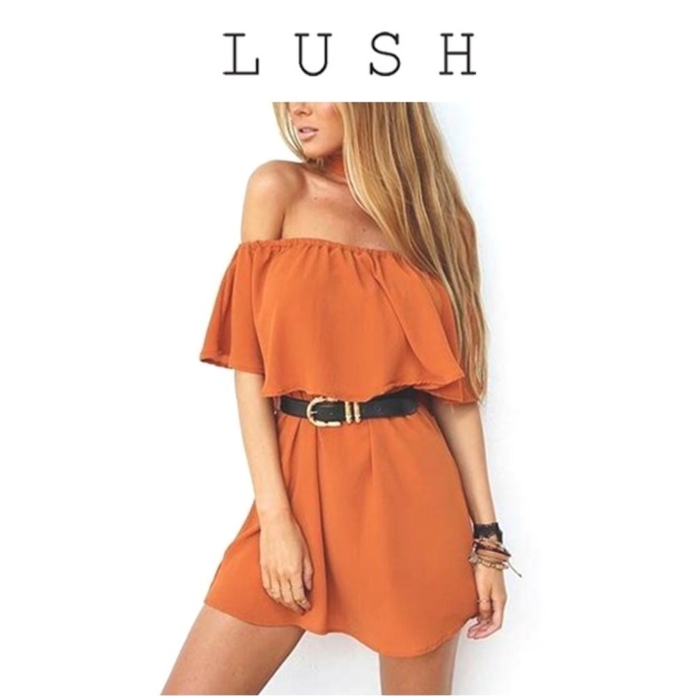 Lush Off Shoulder Chiffon Sleeveless Dress